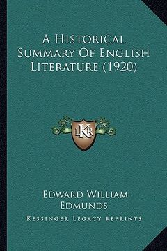 portada a historical summary of english literature (1920) (en Inglés)