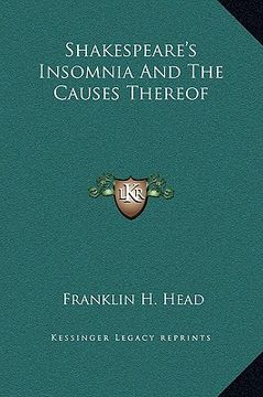 portada shakespeare's insomnia and the causes thereof (in English)