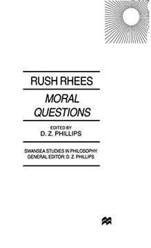 portada Moral Questions: By Rush Rhees (Swansea Studies in Philosophy) 