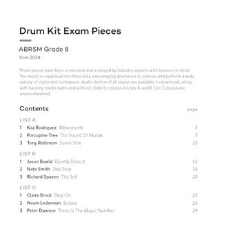 portada Drum kit Exam Pieces From 2024, Grade 8