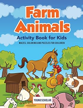 portada Farm Animals Activity Book for Kids: Mazes, Coloring and Puzzles for Children