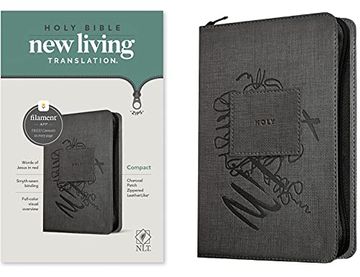 portada Nlt Compact Zipper Bible, Filament Enabled Edition (Red Letter, Leatherlike, Charcoal Patch) 