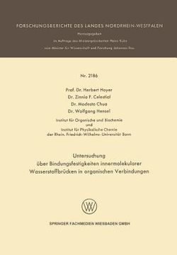 portada Untersuchung Über Bindungsfestigkeiten Innermolekularer Wasserstoffbrücken in Organischen Verbindungen (in German)
