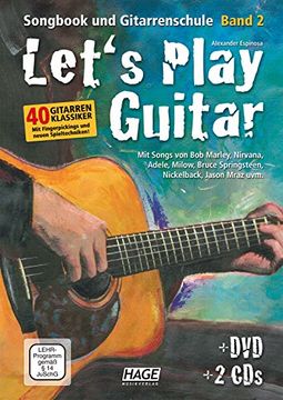 portada Let's Play Guitar Band 2: Songbook und Gitarrenschule + DVD + 2 CDs. Mit Songs von Bob Marley, Nirvana, Adele, Milow, Bruce Springsteen, Nickelback, Jason Mraz uvm (in German)