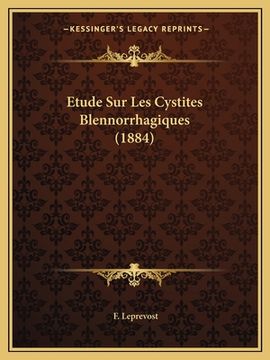 portada Etude Sur Les Cystites Blennorrhagiques (1884) (in French)