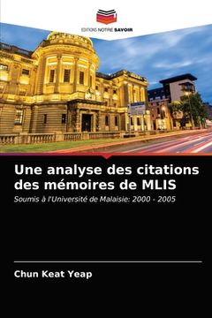 portada Une analyse des citations des mémoires de MLIS (en Francés)
