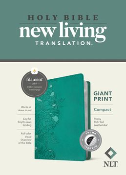 portada NLT Compact Giant Print Bible, Filament-Enabled Edition (Leatherlike, Peony Rich Teal, Indexed, Red Letter)