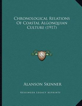 portada chronological relations of coastal algonquian culture (1917) (en Inglés)