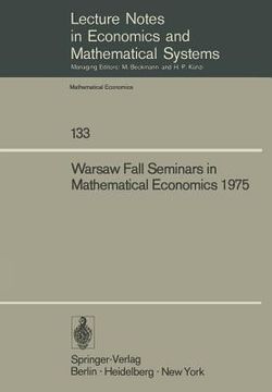portada warsaw fall seminars in mathematical economics 1975
