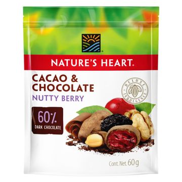 portada NUTTY BERRY MIX CHOCOLATE COVER 60G marca Nature's Heart