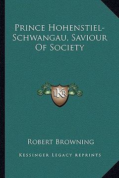 portada prince hohenstiel-schwangau, saviour of society (in English)