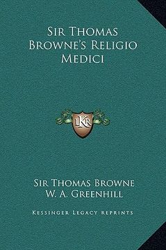 portada sir thomas browne's religio medici (en Inglés)