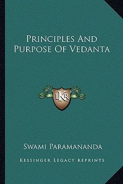 portada principles and purpose of vedanta (en Inglés)