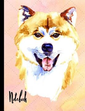 portada Notebook: Watercolor Akita Dog School Notebook 100 Pages Wide Ruled Paper (in English)