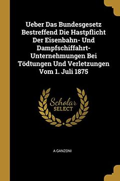 portada Ueber Das Bundesgesetz Bestreffend Die Hastpflicht Der Eisenbahn- Und Dampfschiffahrt-Unternehmungen Bei Tödtungen Und Verletzungen Vom 1. Juli 1875 (in German)