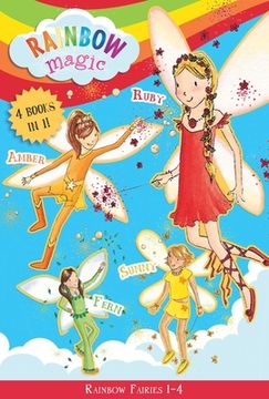 portada Rainbow Fairies: Books 1-4: Ruby the red Fairy, Amber the Orange Fairy, Sunny the Yellow Fairy, Fern the Green Fairy (1) (Rainbow Magic) (en Inglés)