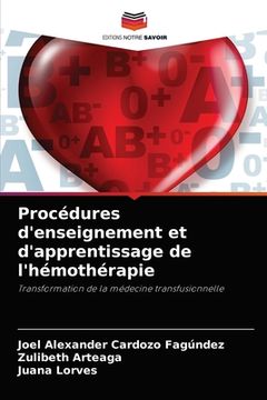 portada Procédures d'enseignement et d'apprentissage de l'hémothérapie (in French)