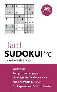 portada Hard Sudoku Pro: Book for Experienced Puzzlers (200 puzzles) Vol. 44 (en Inglés)