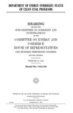 portada Department of Energy oversight: status of clean coal programs (en Inglés)