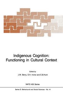 portada Indigenous Cognition: Functioning in Cultural Context (in English)