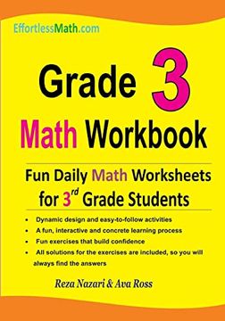 portada Grade 3 Math Workbook: Fun Daily Math Worksheets for 3rd Grade Students 