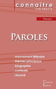 portada Fiche de Lecture Paroles de Prévert (Analyse Littéraire de Référence et Résumé Complet) (Connaître une Oeuvre) (in French)