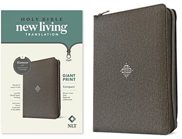 portada Nlt Compact Giant Print Zipper Bible, Filament-Enabled Edition, Zipper (Leatherlike, Woven Cross Gray, red Letter) 