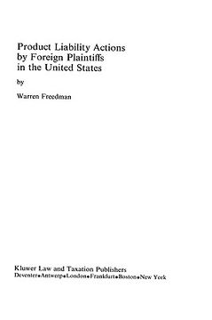 portada product liability actions by foreign plaintiffs in the us (en Inglés)