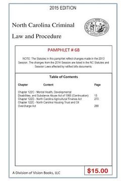 portada North Carolina Criminal Law and Procedure-Pamphlet 68 (en Inglés)