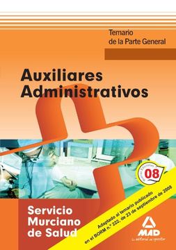 portada Auxiliares Administrativos Del Servicio Murciano De Salud. Temario De La Parte General