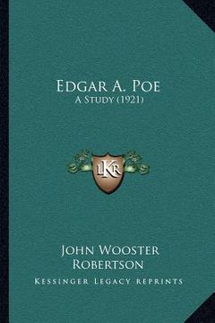 portada edgar a. poe: a study (1921) (en Inglés)