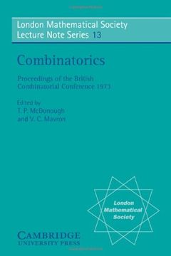 portada Combinatorics Paperback (London Mathematical Society Lecture Note Series) 