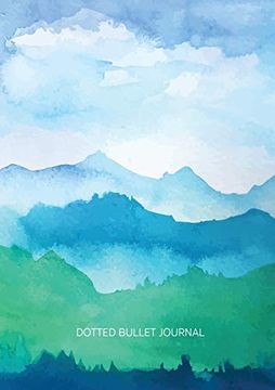 portada Watercolor Blue & Green Hills - Dotted Bullet Journal: Medium a5 - 5. 83X8. 27 