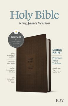portada KJV Large Print Premium Value Thinline Bible, Filament-Enabled Edition (Leatherlike, Dark Brown Tile, Red Letter) (en Inglés)