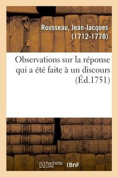 portada Observations Sur La Réponse Qui a Été Faite À Un Discours (en Francés)