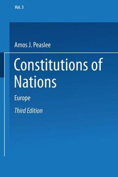 portada Constitutions of Nations: Volume III -- Europe (en Inglés)