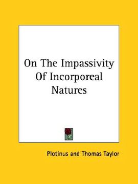 portada on the impassivity of incorporeal natures (en Inglés)