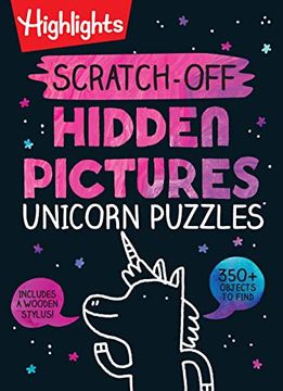 portada Scratch-Off Hidden Pictures Unicorn Puzzles (Highlights Scratch-Off Activity Books) (en Inglés)