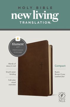 portada NLT Compact Bible, Filament-Enabled Edition (Leatherlike, Rustic Brown, Red Letter) (en Inglés)
