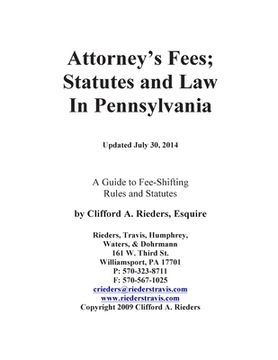 portada Attorney's Fees; Statues and Law in Pennsylvania (en Inglés)
