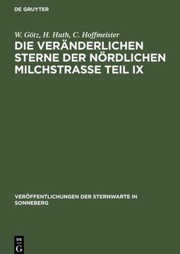 portada Die Veränderlichen Sterne der Nördlichen Milchstraße Teil ix (en Alemán)