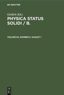 portada Physica Status Solidi / b. , Volume 64, Number 2, August 1 (in English)