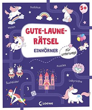 portada Gute-Laune-Rätsel für Unterwegs - Einhörner Lernspiel-Sammlung zum Rätseln und Malen für Kinder ab 5 Jahren (in German)