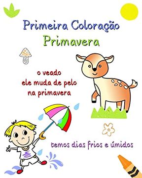 portada Primeira Coloração Primavera: Ilustrações de primavera com texto simples para crianças curiosas (en Portugués)