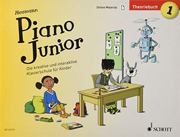 portada Piano Junior: Theoriebuch 1: Die Kreative und Interaktive Klavierschule für Kinder. Band 1. Klaviers (Piano Junior - Deutsche Ausgabe)