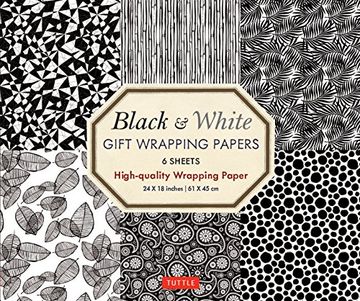 portada Black & White Gift Wrapping Papers - 6 Sheets: 6 Sheets of High-Quality 24 x 18 Inch Wrapping Paper 