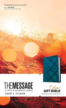 portada Message Deluxe Gift Bible, Denim Leather-Look: The Bible in Contemporary Language (en Inglés)