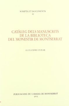 portada Catàleg Dels Manuscrits de la Biblioteca del Monestir de Montserrat. Primer Suplement (en Catalá)