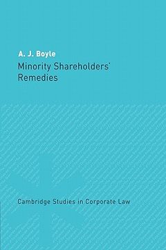 portada Minority Shareholders' Remedies Paperback (Cambridge Studies in Corporate Law) (en Inglés)