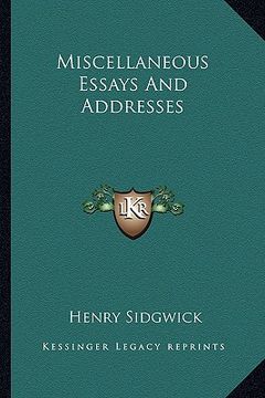 portada miscellaneous essays and addresses (in English)